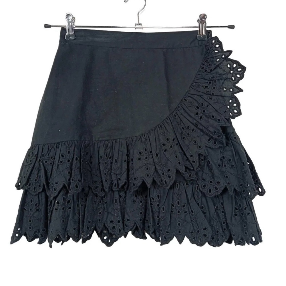 Zara Black Asymmetrical Skirt with Eyelet Detail